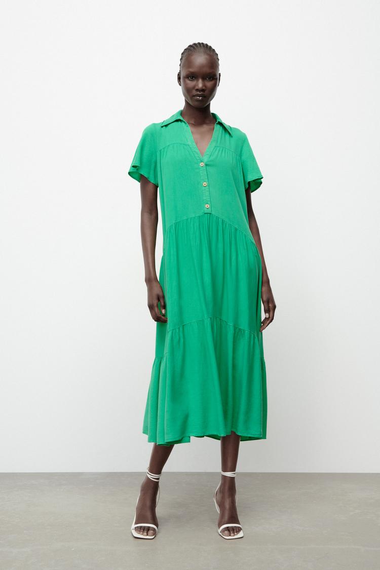 Green midi dress zara sale